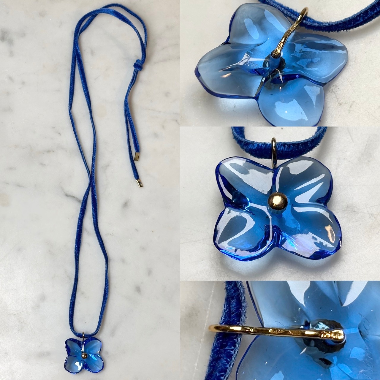 BACCARAT k18 × crystal flower pendant