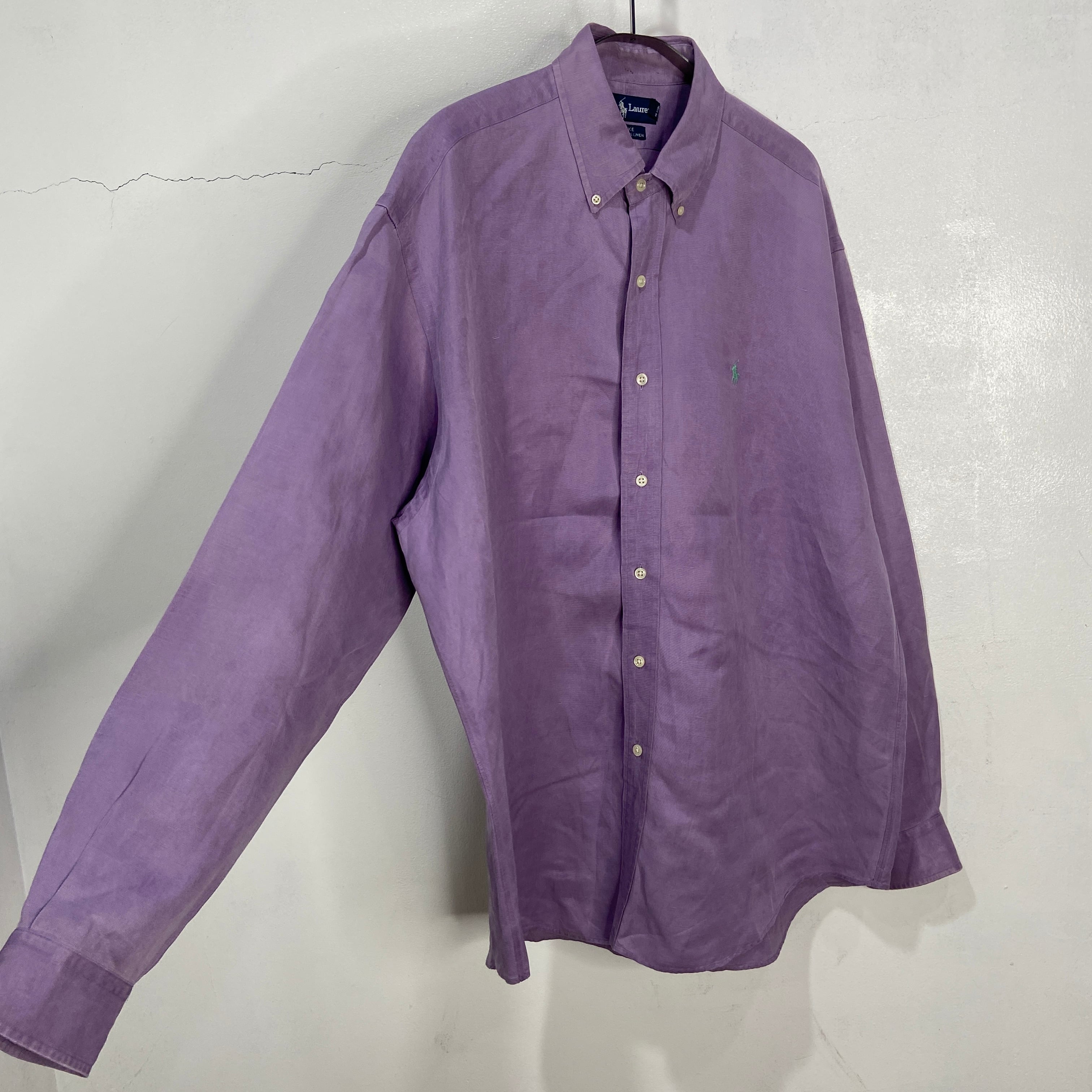 90s Ralph Lauren BLAKE シルクリネン長袖シャツ 紫系 | 古着屋 Uan