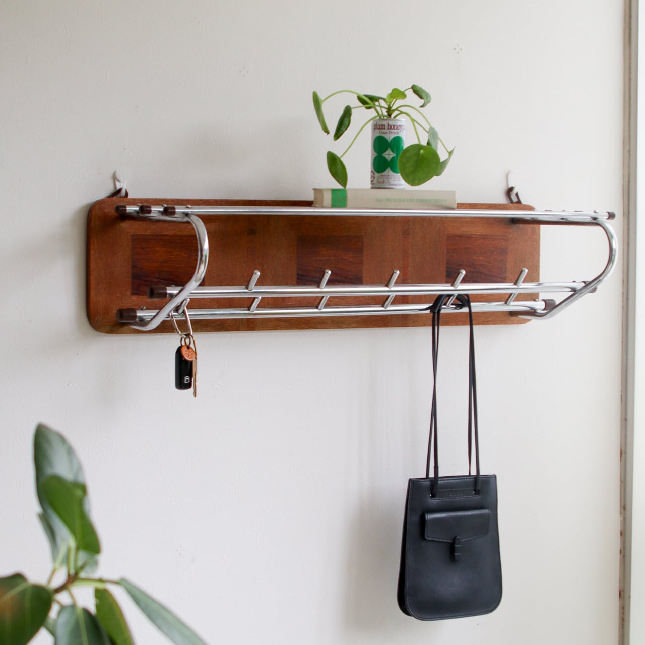 ART DECO WOOD WALL COATRACK | 1960s | Netherlands