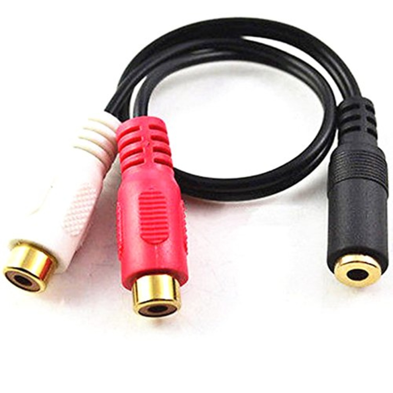 3.5mmステレオミニプラグ（メス）とRCA×2(赤・白)（メス）ケーブル 20cm 金メッキ仕様