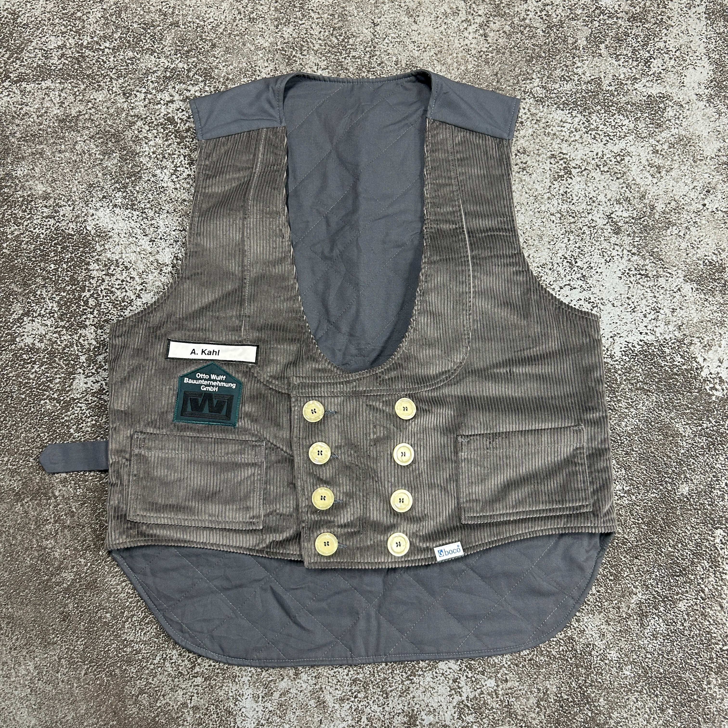 OLD working design patch corduroy vest gray