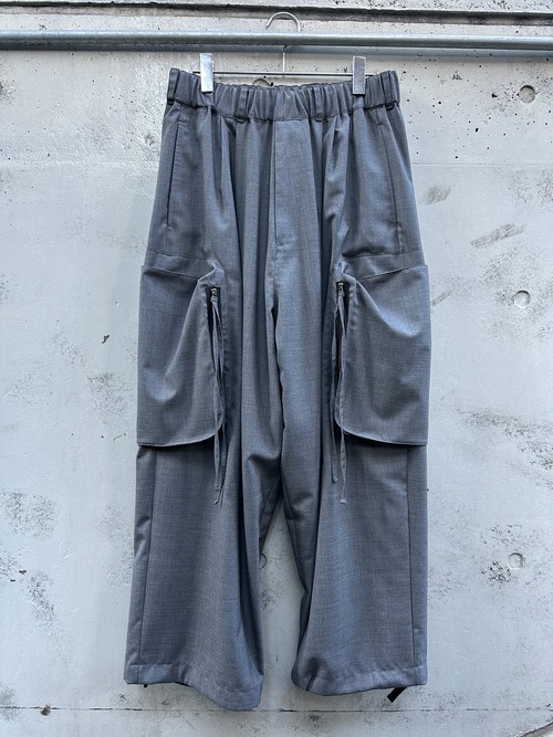 『my beautiful landlet』 TROPICAL CLOTH WIDE CARGO PANTS / grey