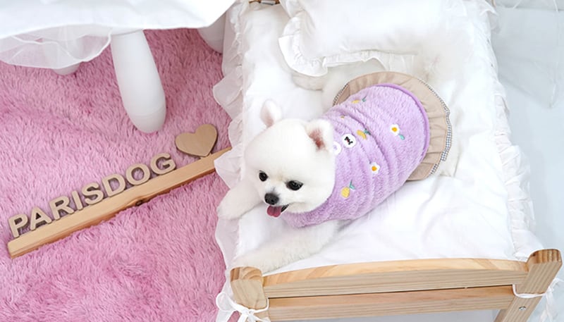 チューリップフリースワンピース S ~ 2XL 2color  /  犬服 秋冬 新作 袖なし 暖かい ドレス ドッグウェア 可愛い 犬の服 もこもこ onepiece49
