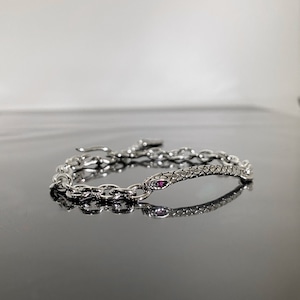 SNAKE CHAIN BRACELET w/ RUBY / スネークチェーンブレスレットルビーアイズ