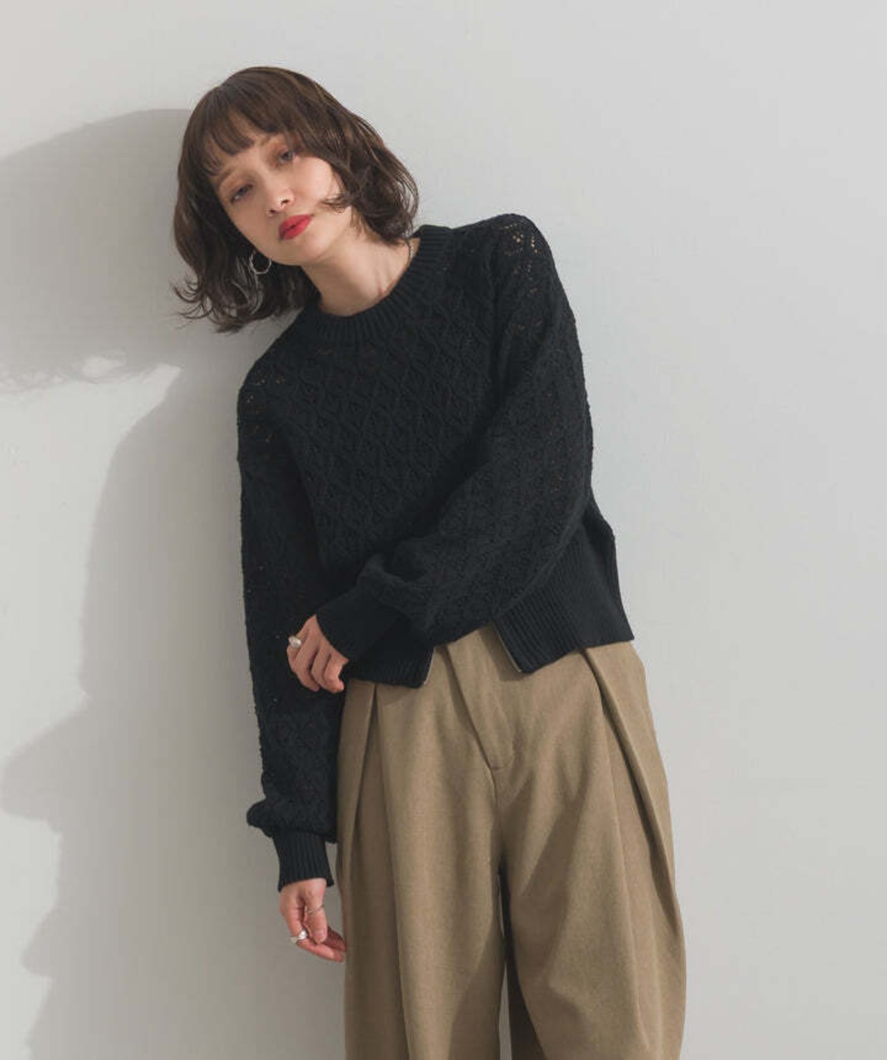 33132 フロントスリットZIPニット black