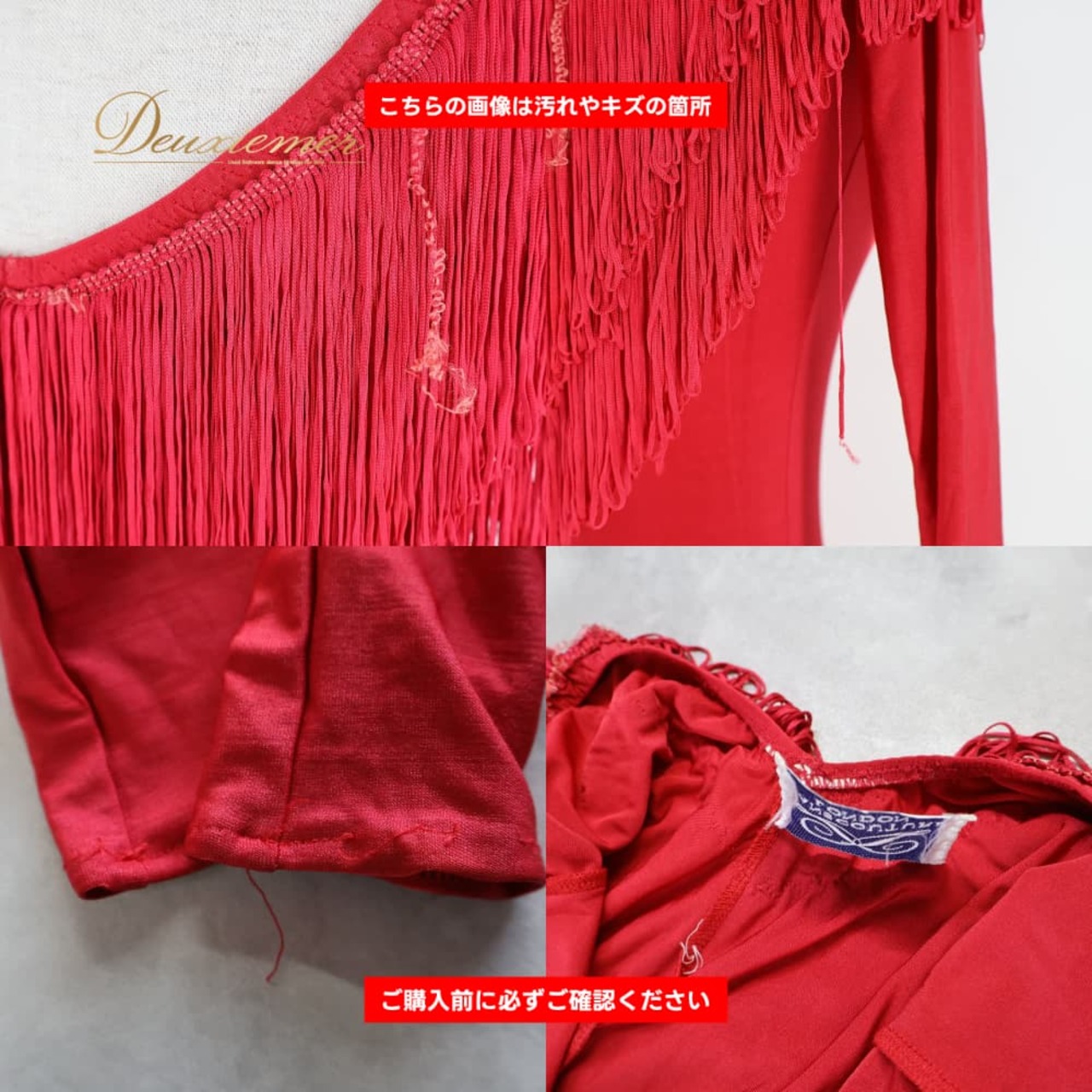 社交ダンス 衣装 DANSCOUTURE LONDON ドレス ワンピース レッド系 フリンジ 長袖 上品 高級感 綺麗 発表会 パーティー 赤 無地 伸縮 ストレッチ ロング ダンス衣装 イベント ステージ かわいい