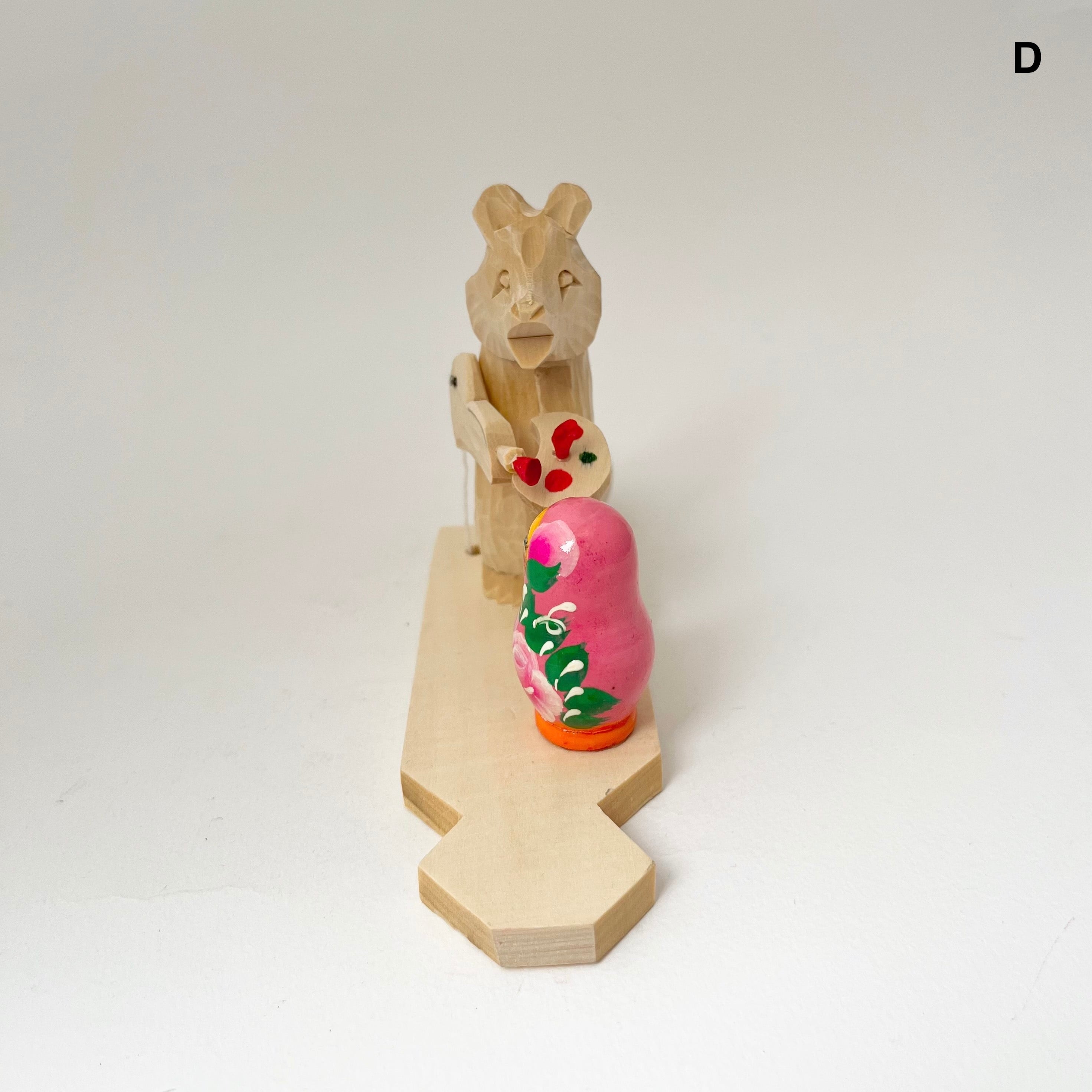 ボゴロツコエ木地玩具「クマのマトリョーシカ職人」桃色