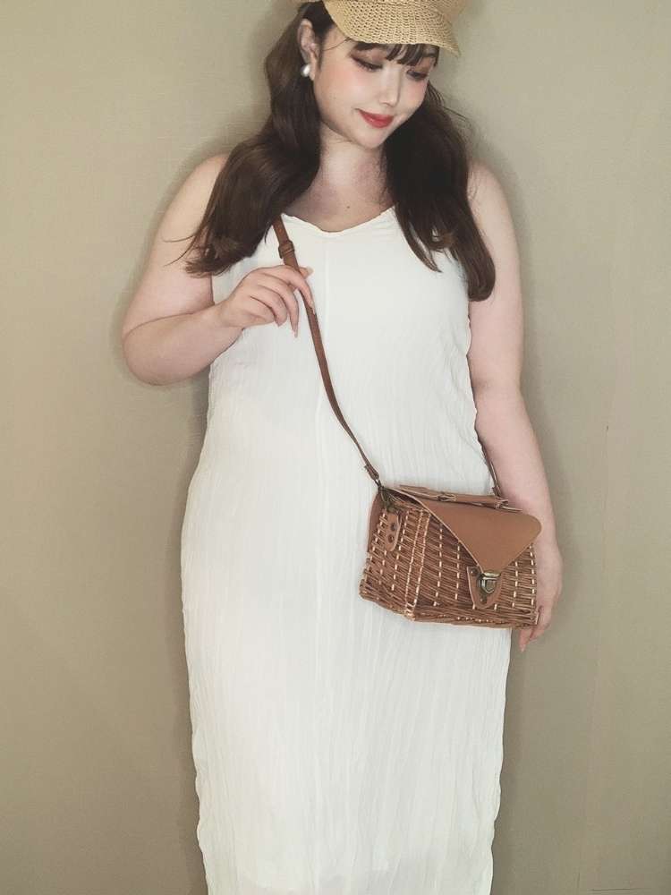 シワ加工キャミワンピース リゾートコーデ きれいめ カジュアル ロング 大きいサイズ 韓国 CH4713