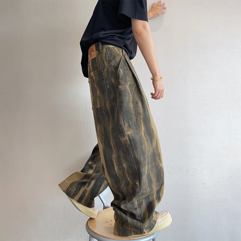 dannyandzee迷彩柄タイダイ加工ワイドパンツ