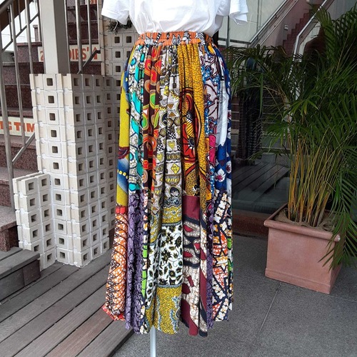 African batik remake skirt / アフリカンバティック リメイク スカート
