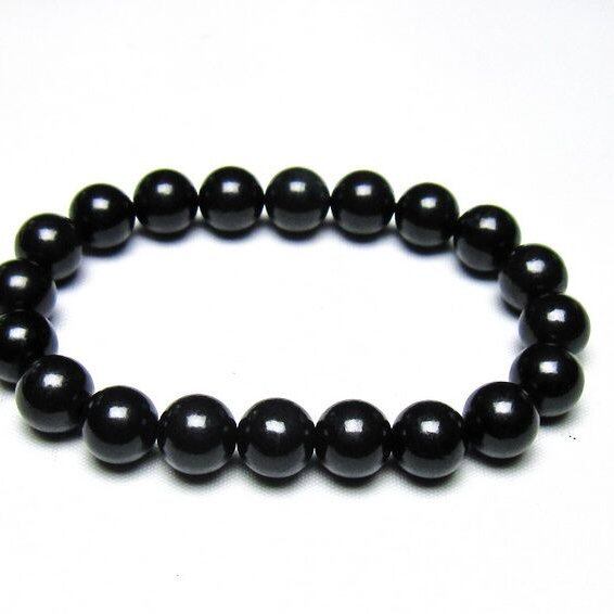 シュンガイト ブレスレット 10mm 一点物 メール便可 111-49700