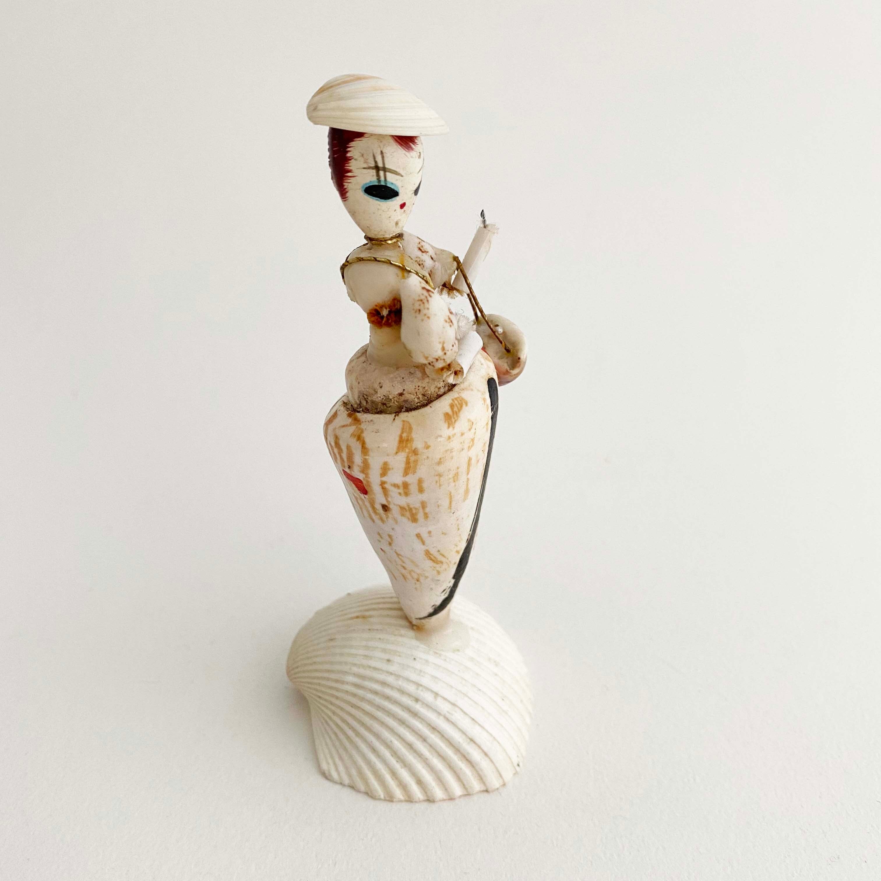 デッドストック昭和 貝人形お嬢さん（イモ貝）江ノ島しおり付き