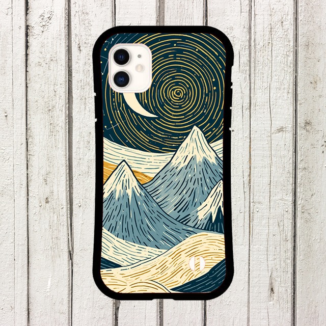 受注生産 iPhoneケース 渦巻き銀河と山の星図｜夜空モチーフ STAR027A