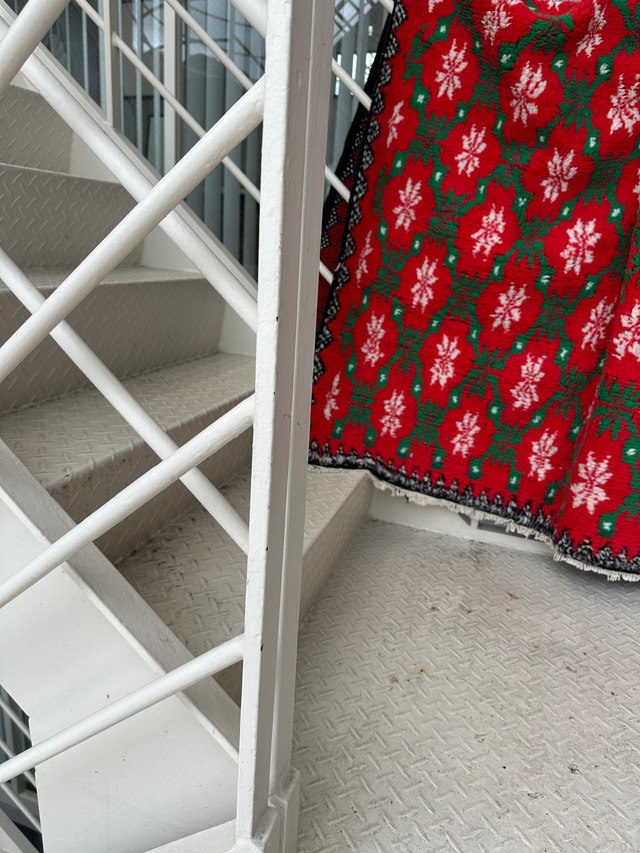 Vintage Moroccan wool runner rug / red mix