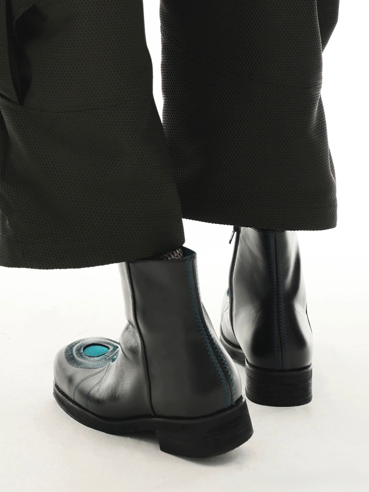 54A0 × musaafeer Ankle Embroidery Square Toe Boots