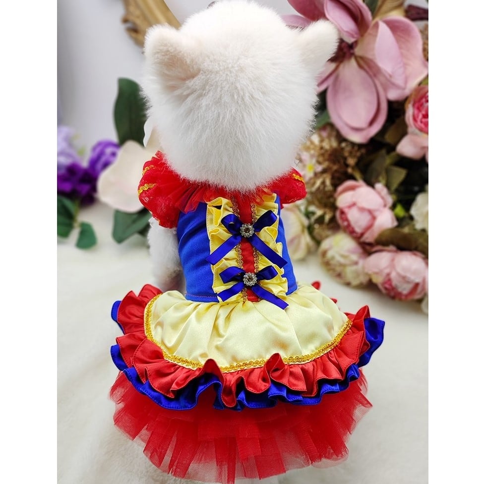 犬用 白雪姫風ドレス 花飾り付き 大型犬もOK 白雪姫風プリンセスドレス | おむのおうち