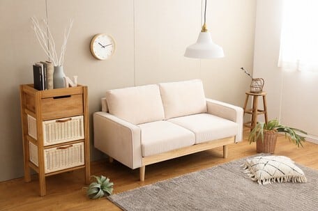 Moss 2Pコーデュロイソファ アイボリー | WHFurniture