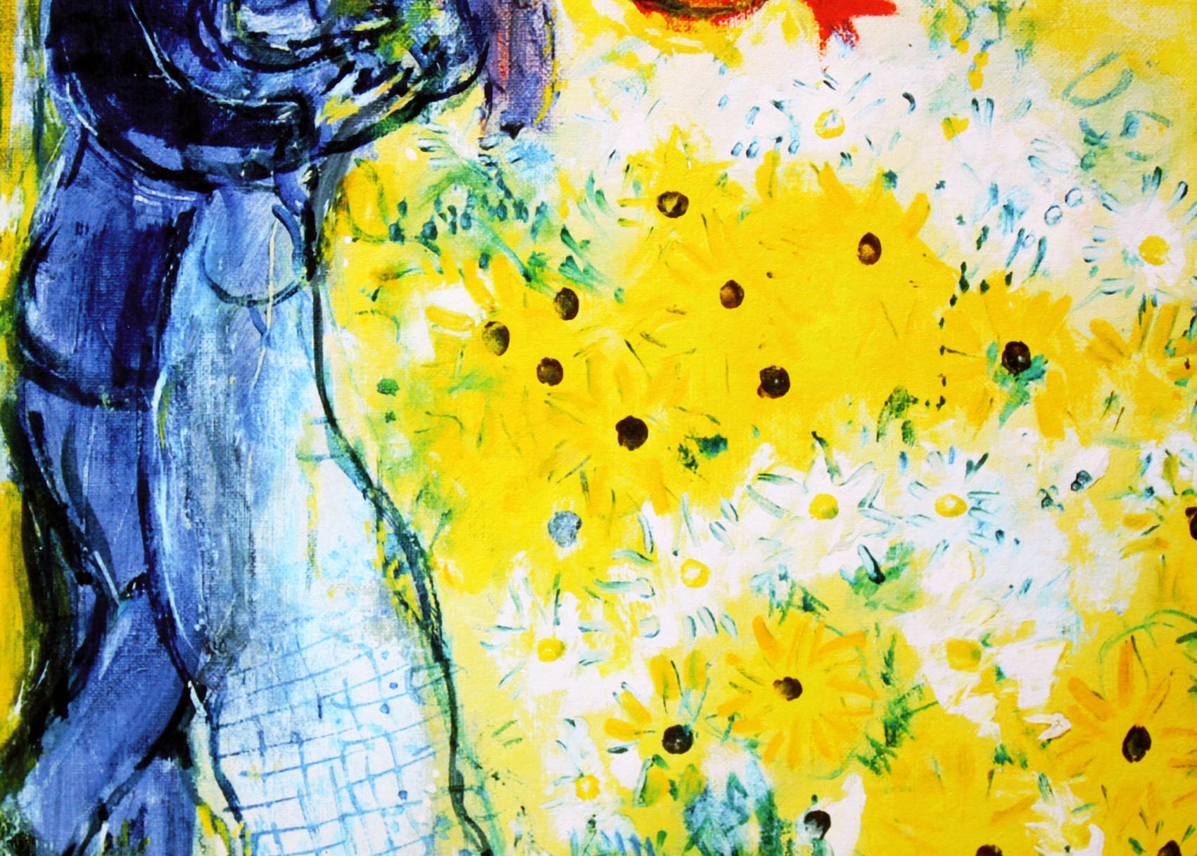 マルク シャガール絵画「恋人たちとマーガレットの花」額縁4色選択可能 作品証明書 展示用フック 限定375部エディション付複製画ジークレ
