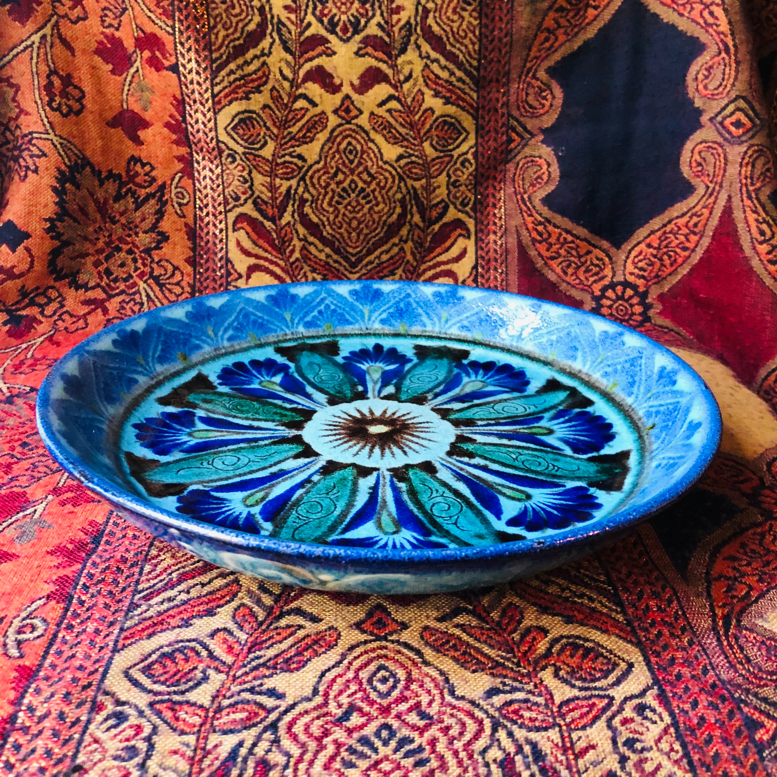   BFTD 25cm ブルー花模様皿 リシタン陶器 バフチヨル工房 お花柄の深皿 25cm | YOQMOQ