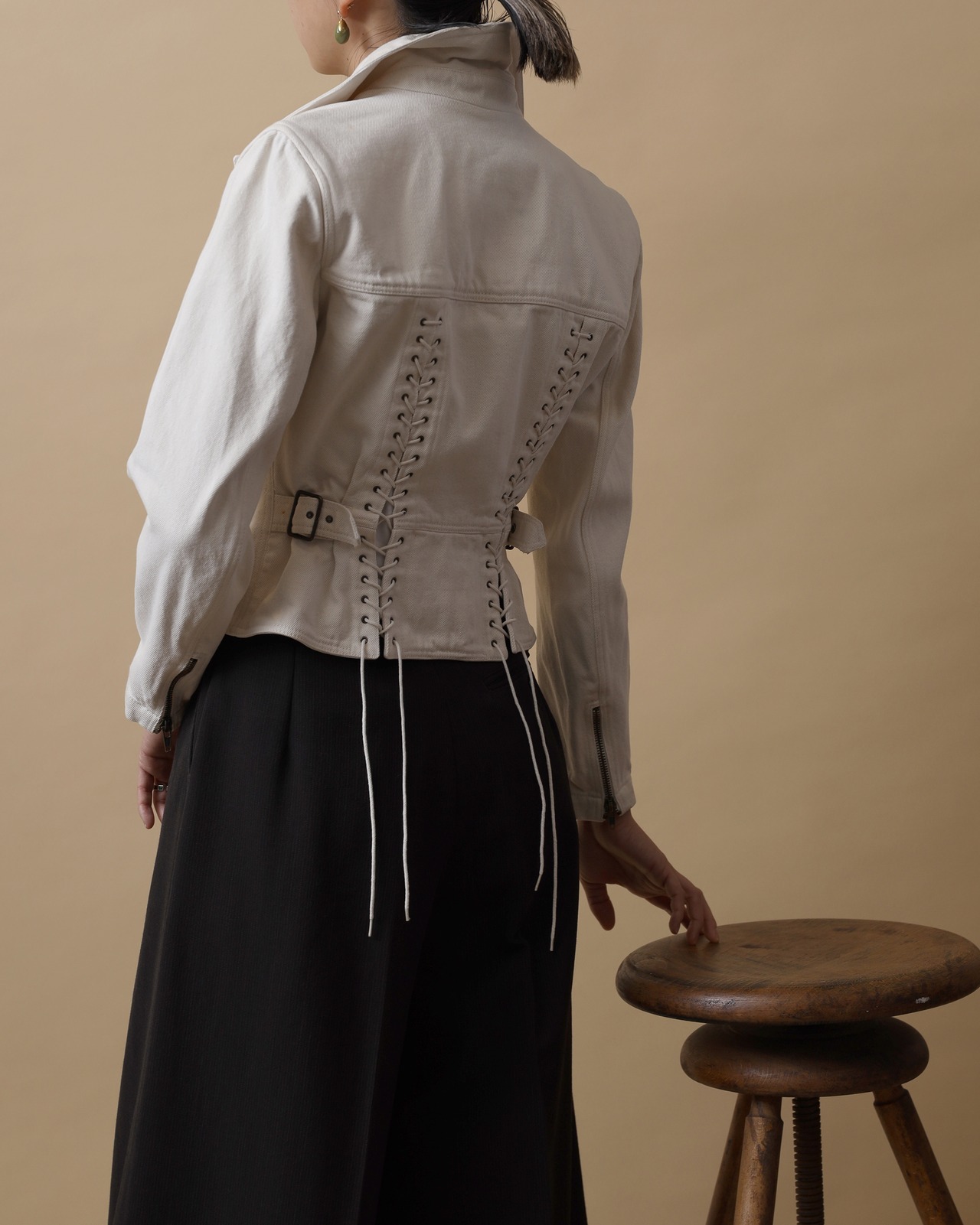 1990's Alaia / Lace Up Riders Jacket