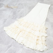 フラメンコ 衣装 ファルダ スカート 白 フリル レース ハイウエスト スペイン製 無地 伸縮 soraya clavijo flamenco ソラジャクラビホ ストレッチ ホワイト系 レッスン 練習着 レディース ダンスウェア 女性用 フェミニン