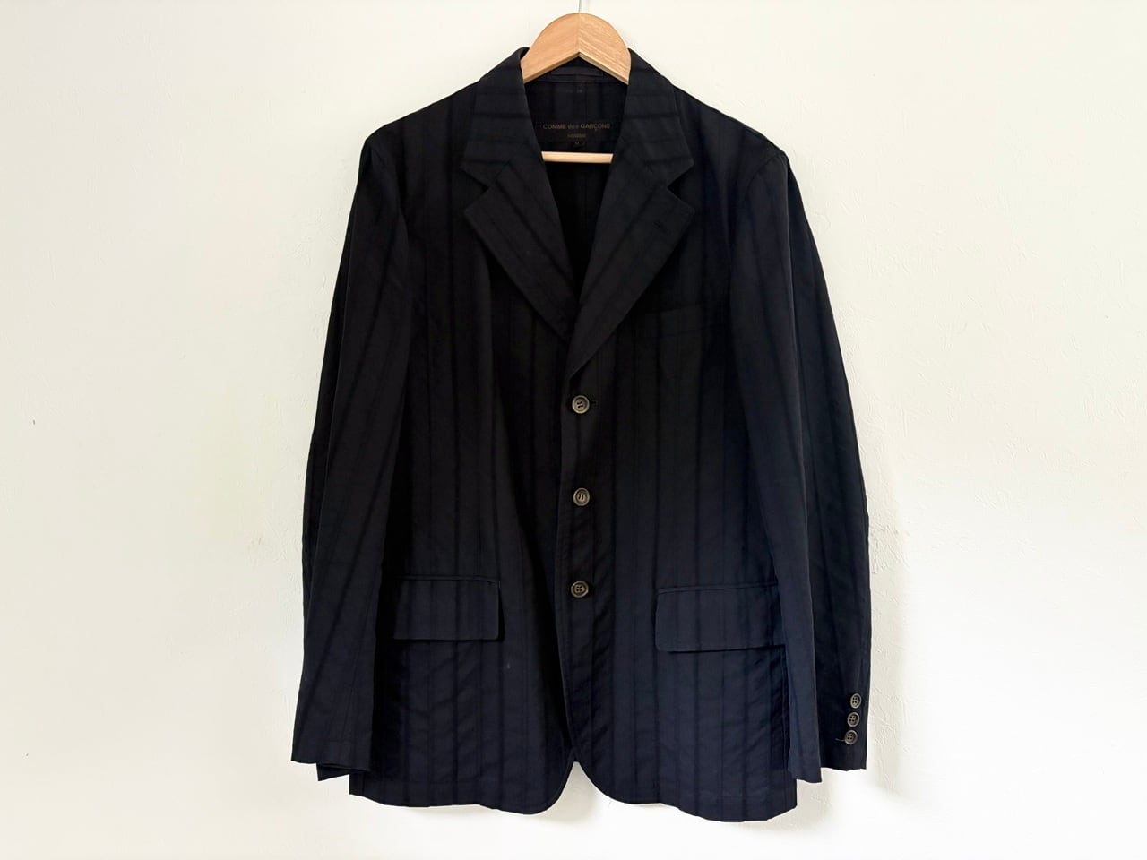 2003SS COMME des GARÇONS HOMME Wool striped tailored jacket BLACK MADE IN JAPAN