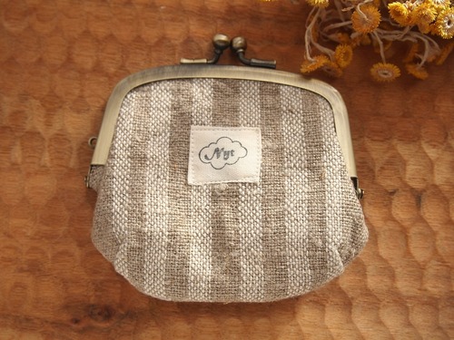 電磁波防護がまぐちポーチ【チェコリネン×ツバメ】