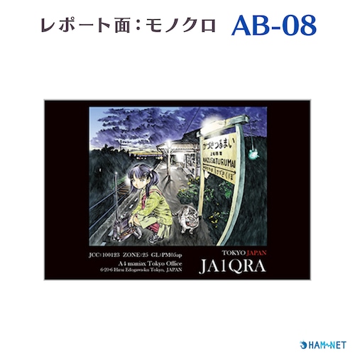 QSLカード　デザイナーズカード　AB08　レポート面あり　100枚～