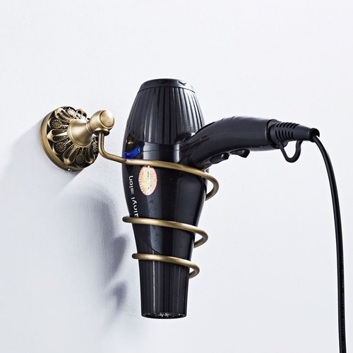 ドライヤーホルダー ヘアドライヤーホルダー 壁掛けラック ヘアドライヤー置き 浴室収納ラック ウォールかけ ドライヤースタンド ゴールド おしゃれ 北欧