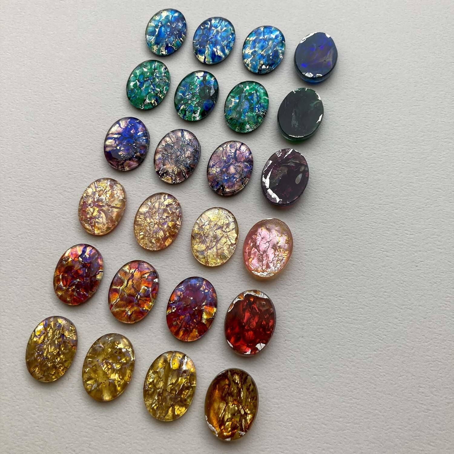 ヴィンテージボタン カボション ガラス ガラスカボション チェコガラス チェコガラスカボション14x10セッティング付き a-1448 | Ivy