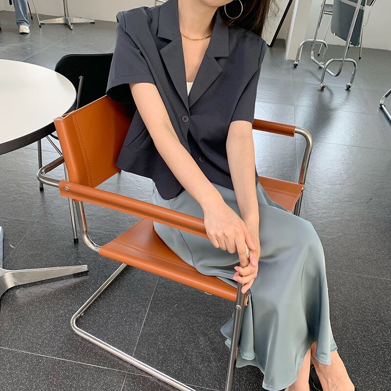 ショートジャケット サマー薄手カジュアルブラックルーズ 夏物 ビッグFスモールZ韓国81649924132