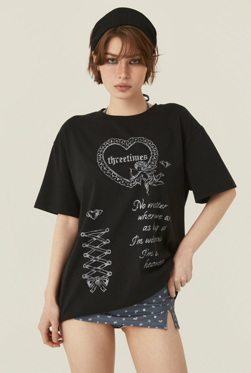 threetimes] Cupid box tee (black) 正規品 韓国ブランド 韓国通販
