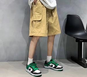 【韓国ファッション】レトロマルチポケットオーバーオールショーツストリートパンツ