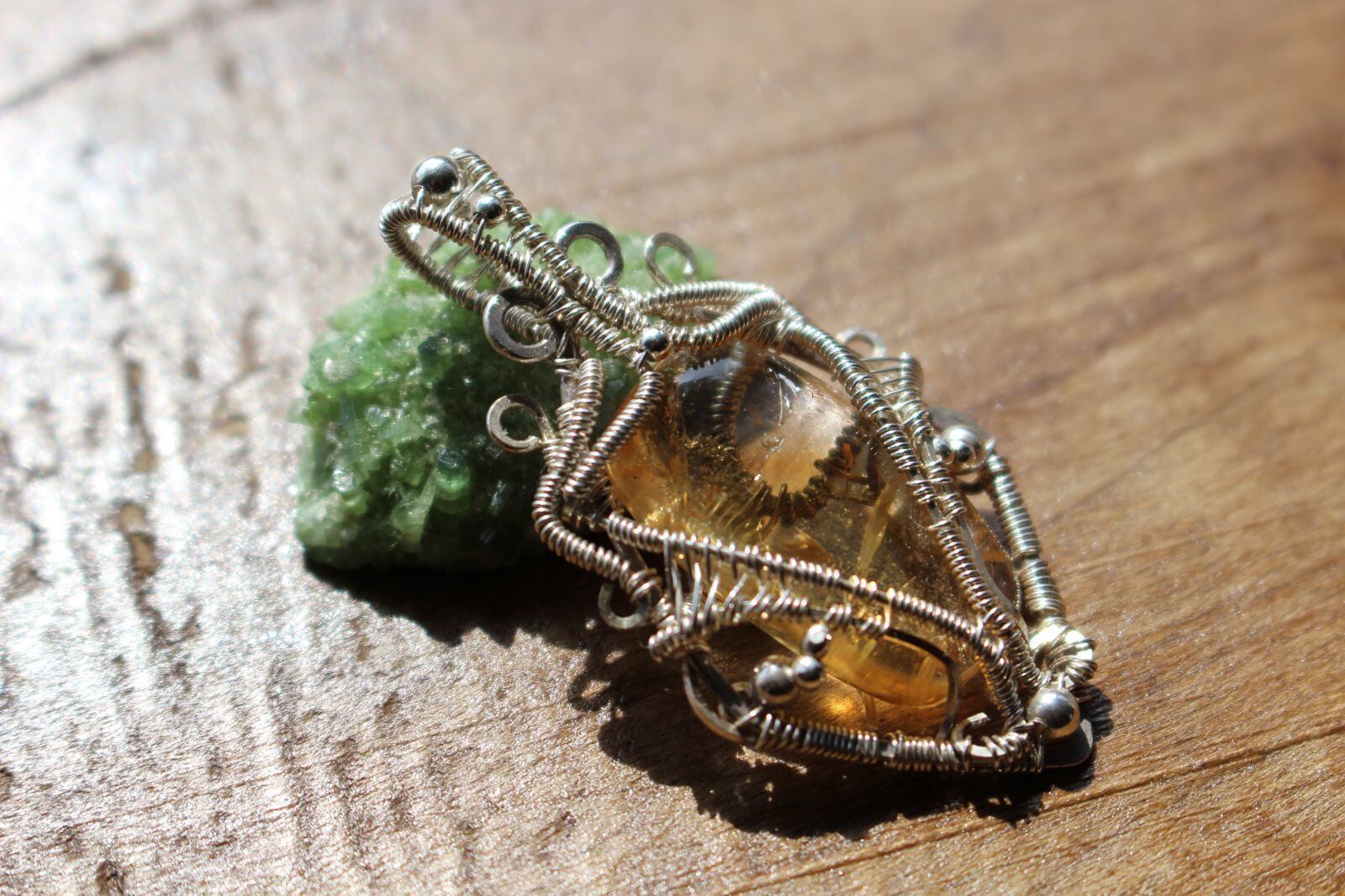 Citrine silver925 wirewrapping pendant