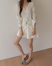 V-Neck long sleeve short knit Cardigan L0166