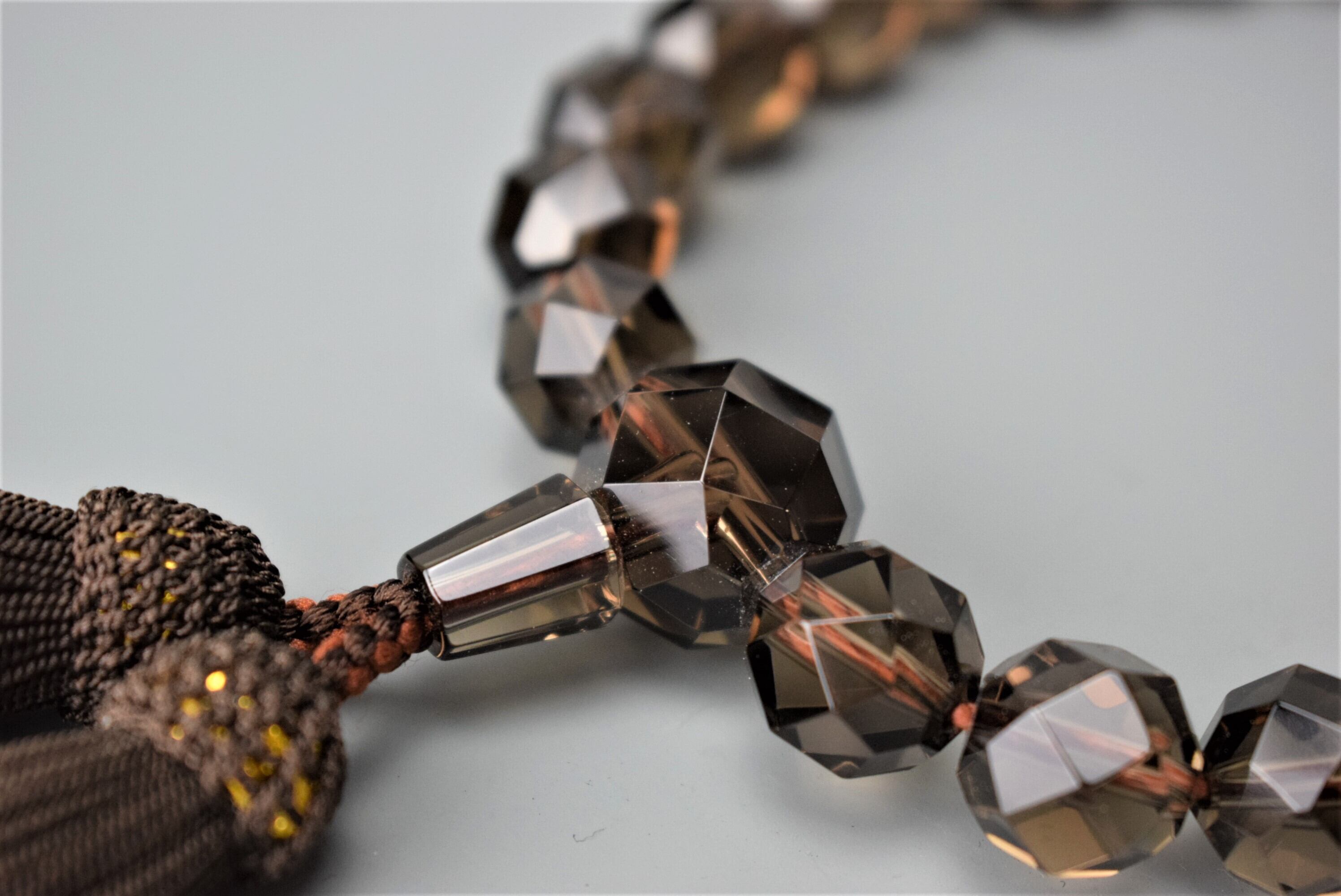 菩提根 彫玉 茶水晶 念珠 【公式通販】