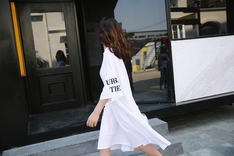 Z-20193 ワンピース Tシャツ ロングTシャツ ひざ丈 半袖 五分袖