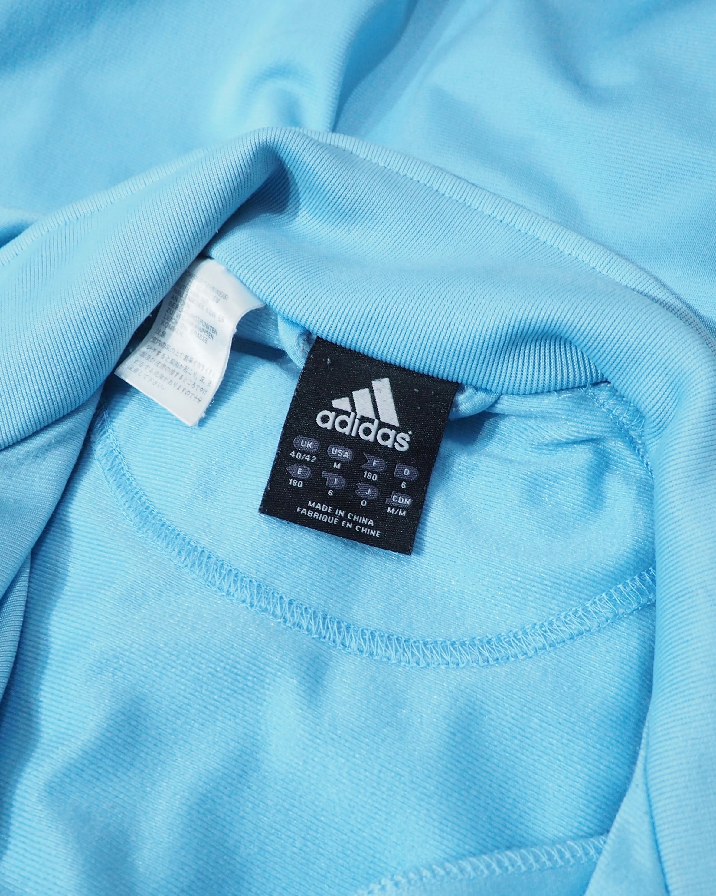 2000s ” adidas ” Shiny Light Blue × Three Line Embroidery Over silhouette Track jacket