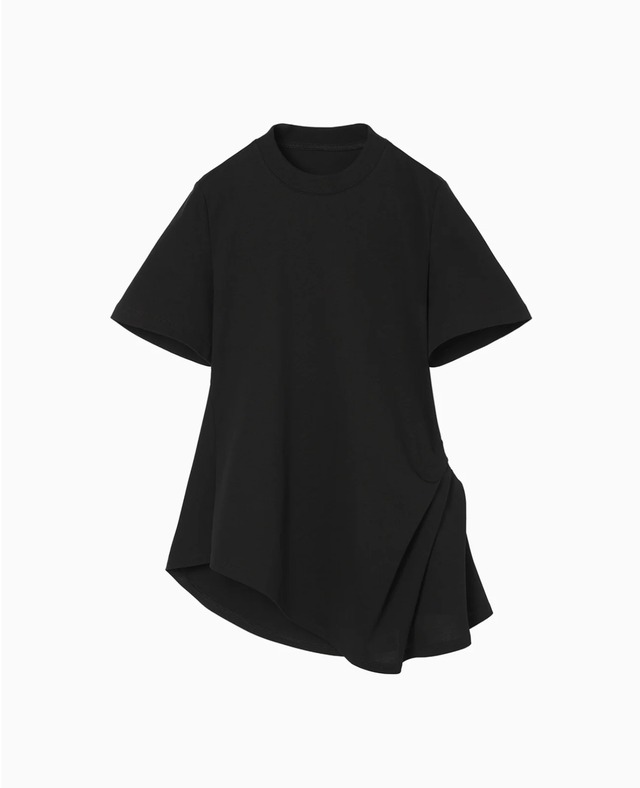 【Mame Kurogouchi】Cotton Jersey Asymmetric T-Shirt - black