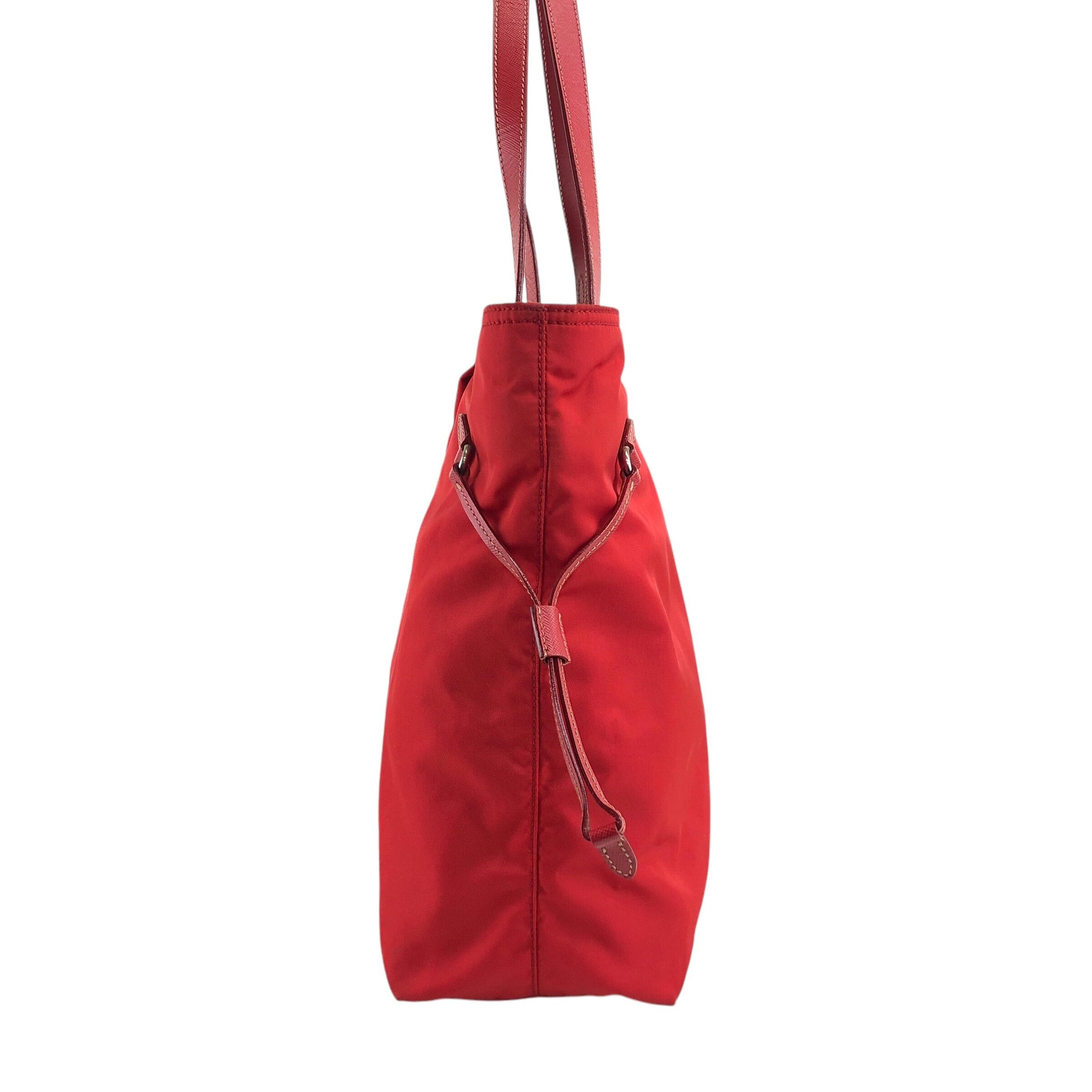 PRADA プラダ トートバッグ レッド トライアングルロゴ リボン