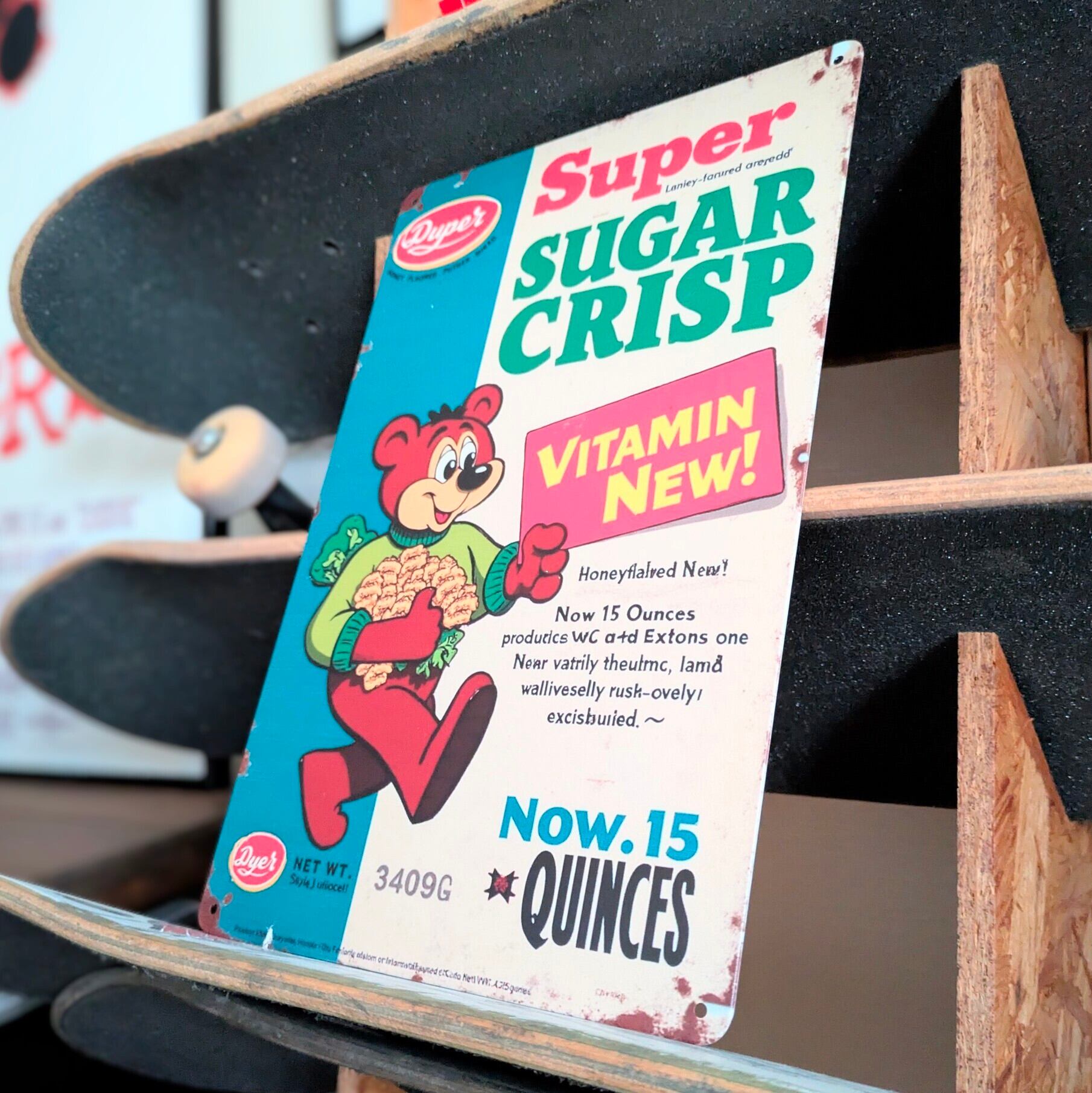 送料無料！ちょうどいいブリキ看板 【 Super Sugar Crisp ( スーパーシュガークリスプ ) 】 METAL SIGN / メタルサイン / ブリキ看板 / サインボード / ビンテージ加工〚アメリカン雑貨 アメトイ〛