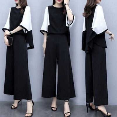 春夏 キャミワイドセットアップ 韓国製 4色展開 2024人気新作春夏服レディースセットアップ コントラストカラー