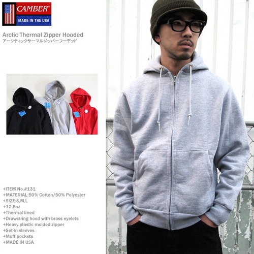 USA製 CAMBER 総裏サーマル地 12.5oz フルジップ パーカー 3カラー