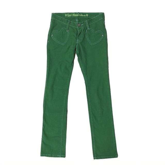 Y2k green heart denim pants