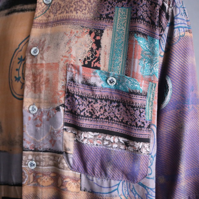 modern coloring mult art pattern loose h/s shirt