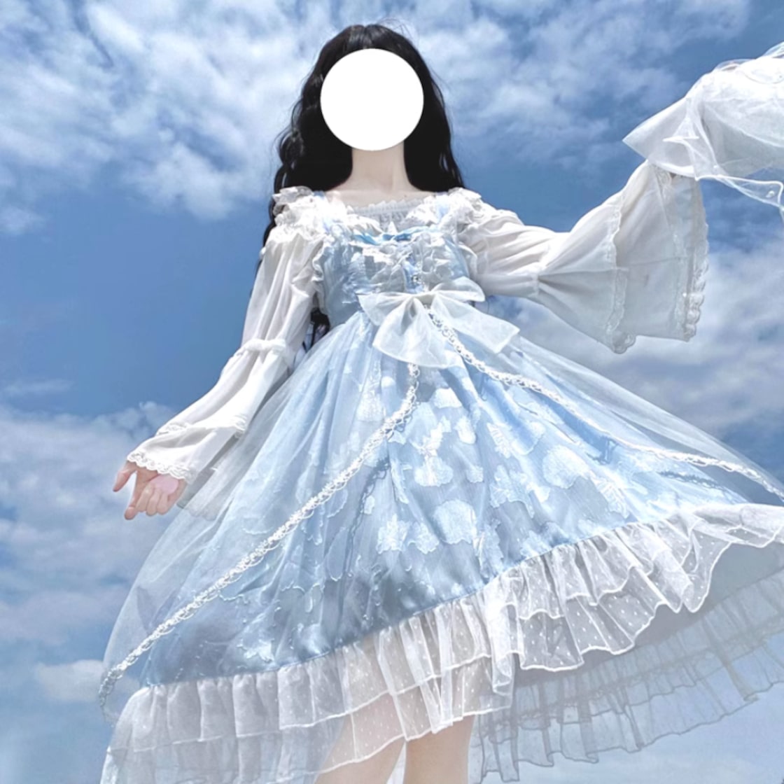 水色 ジャンパースカート ロリータ フリル ロリータファッション通販 SEASONZ アイドル衣装 ふんわり