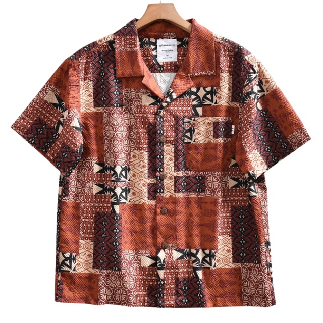 Retro pattern patchwork shirt 3274