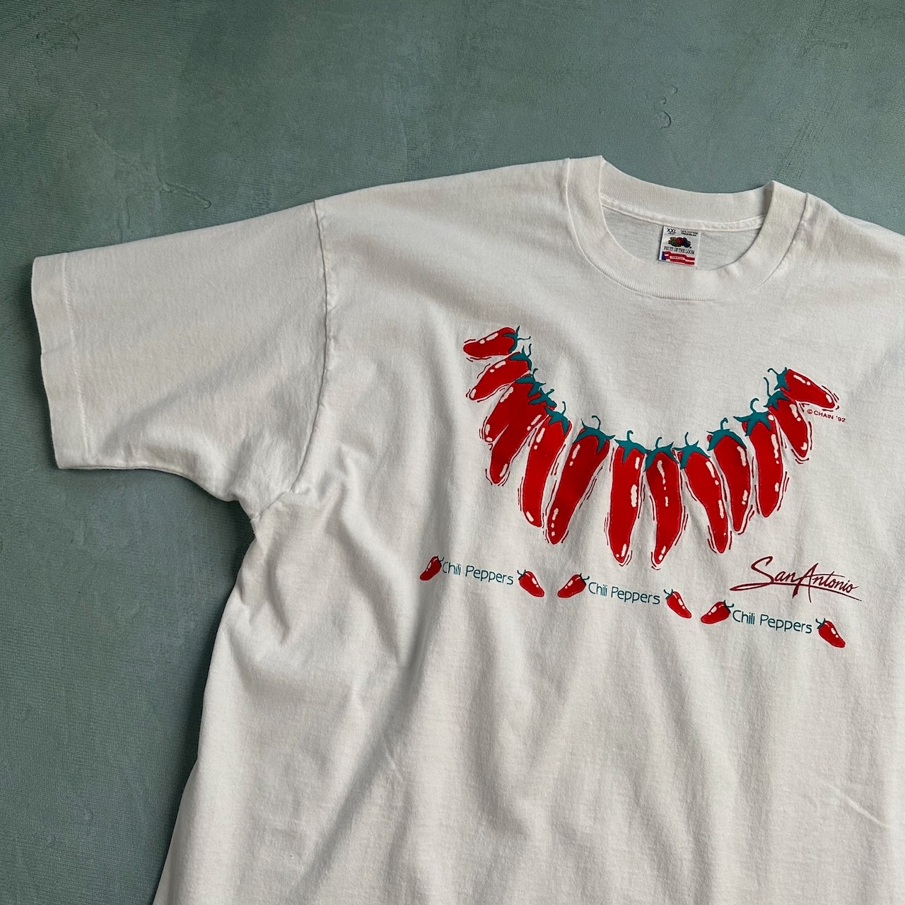 90s USA製 唐辛子 半袖Tシャツ 白