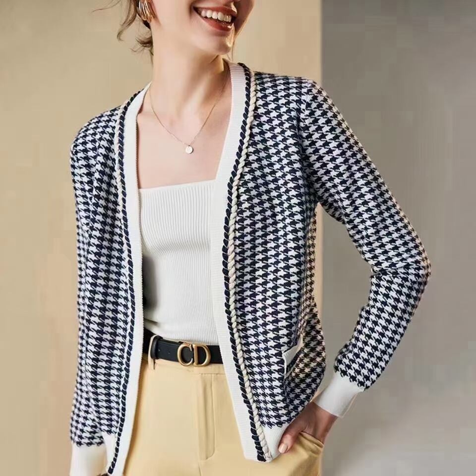 千鳥格子　カーディガン  AJ−12541-2908