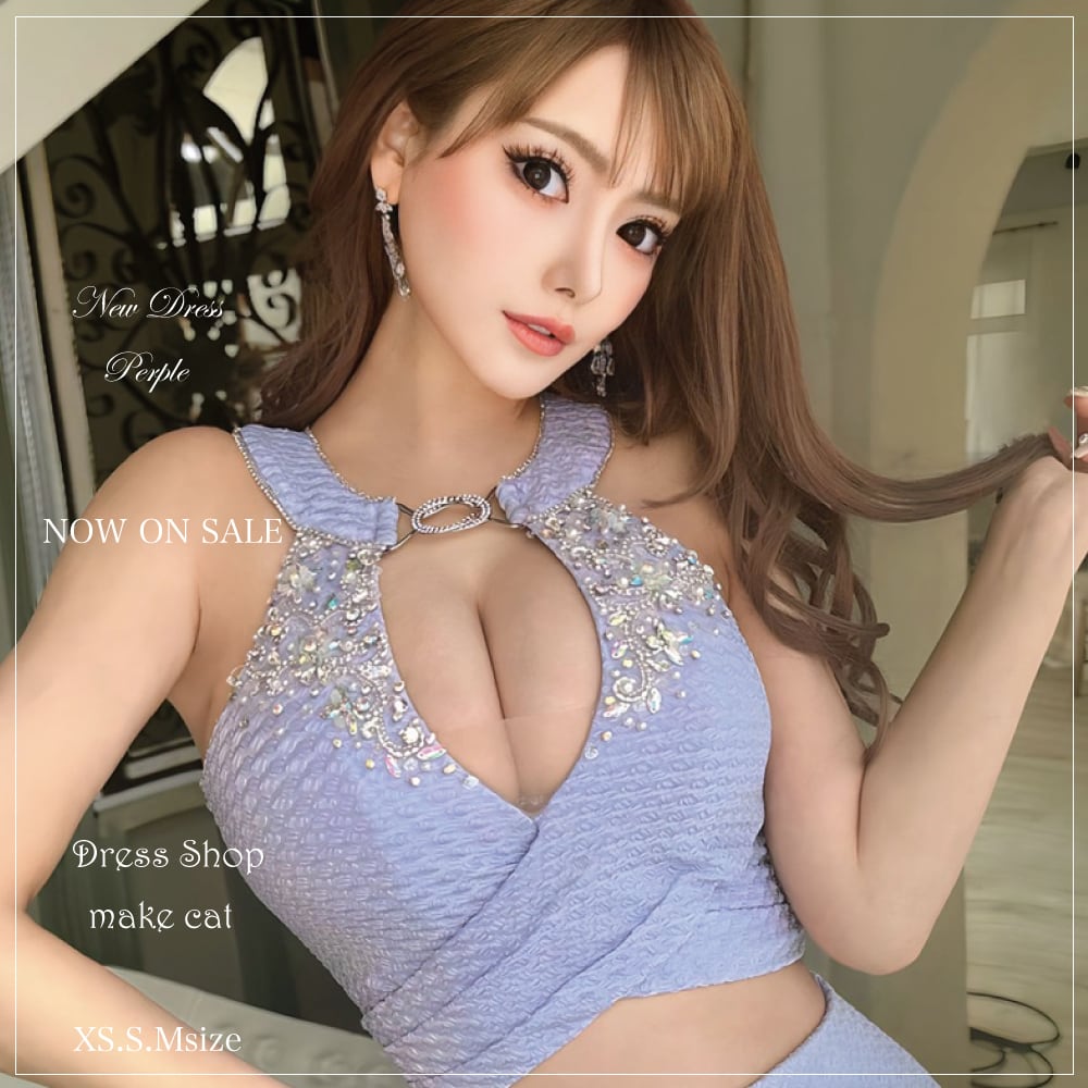 【AngelR】【即納】【当店特別価格】【税込】デコルテビジューリングアンイーブンファブリックセパレートタイトマイクロミニドレス | AR24308